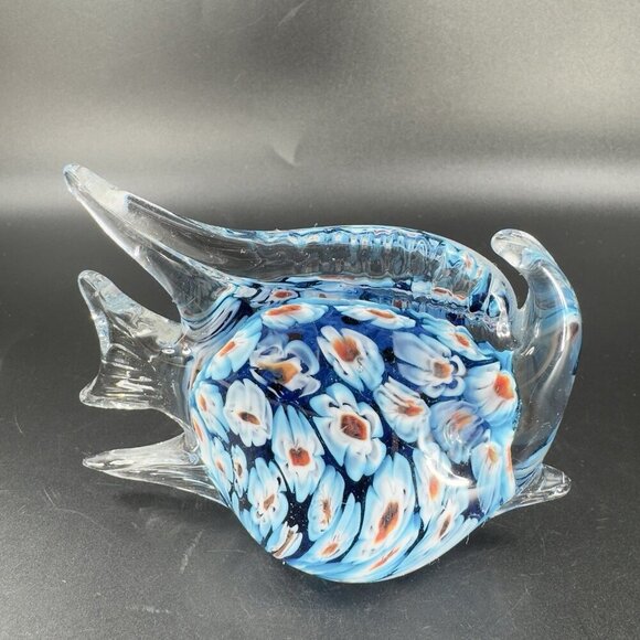 Vintage Venetian Glass Fish Figurine Paperweight With Heavy Millefiori Glass VTG - Picture 4 of 11